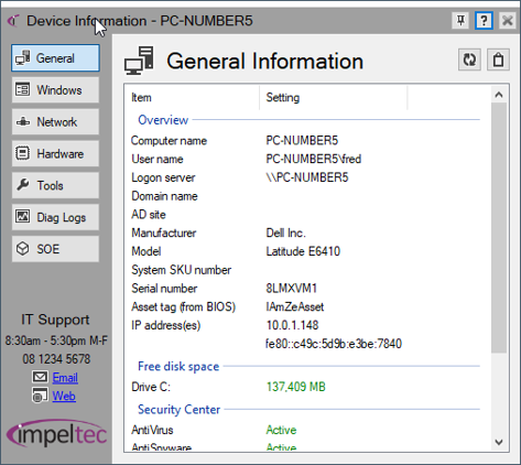 impelDeviceInfo - Device Information utility